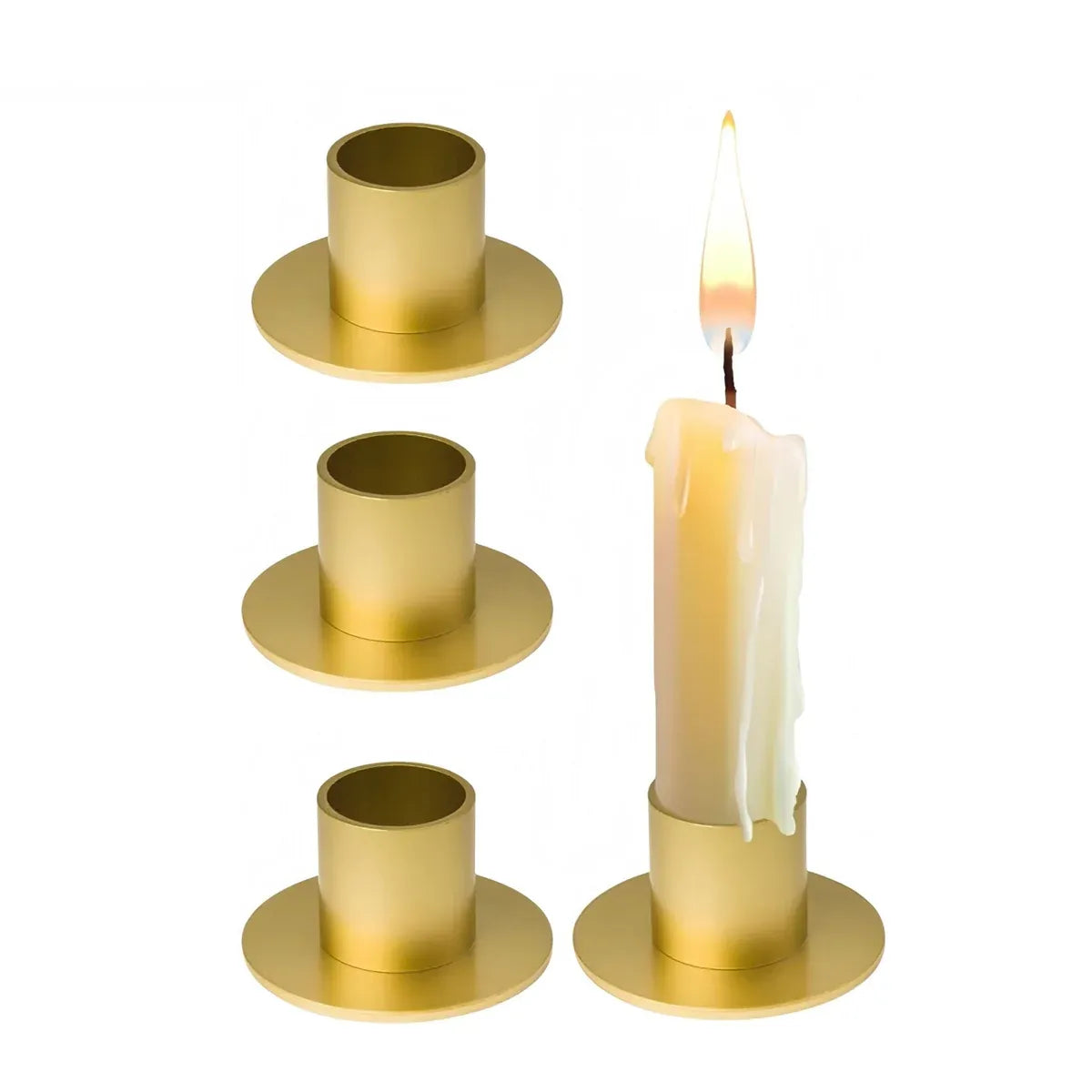 Retro Iron Candle Holders, Gold, Set of 4