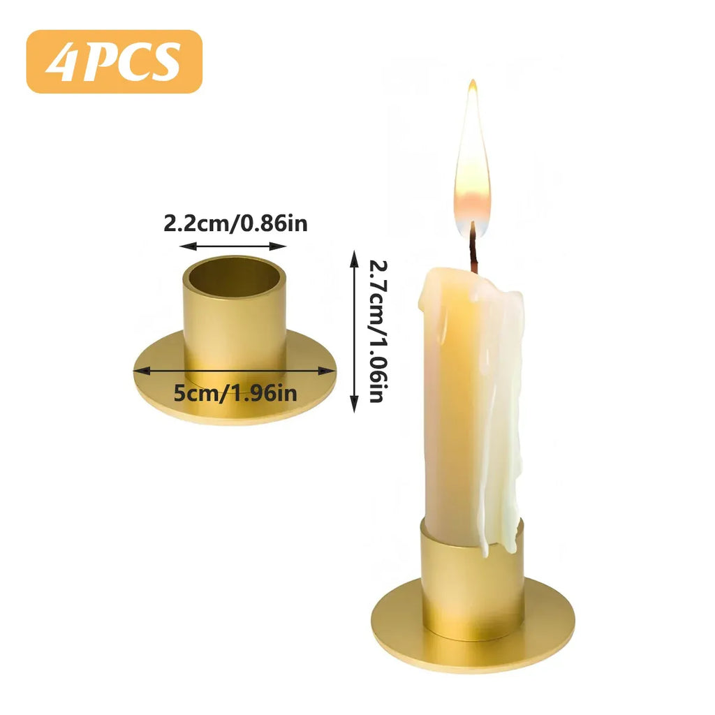 Retro Iron Candle Holders, Gold, Set of 4