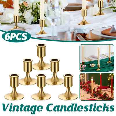 6PCS Gold Candle Holder Decoration Tabletop