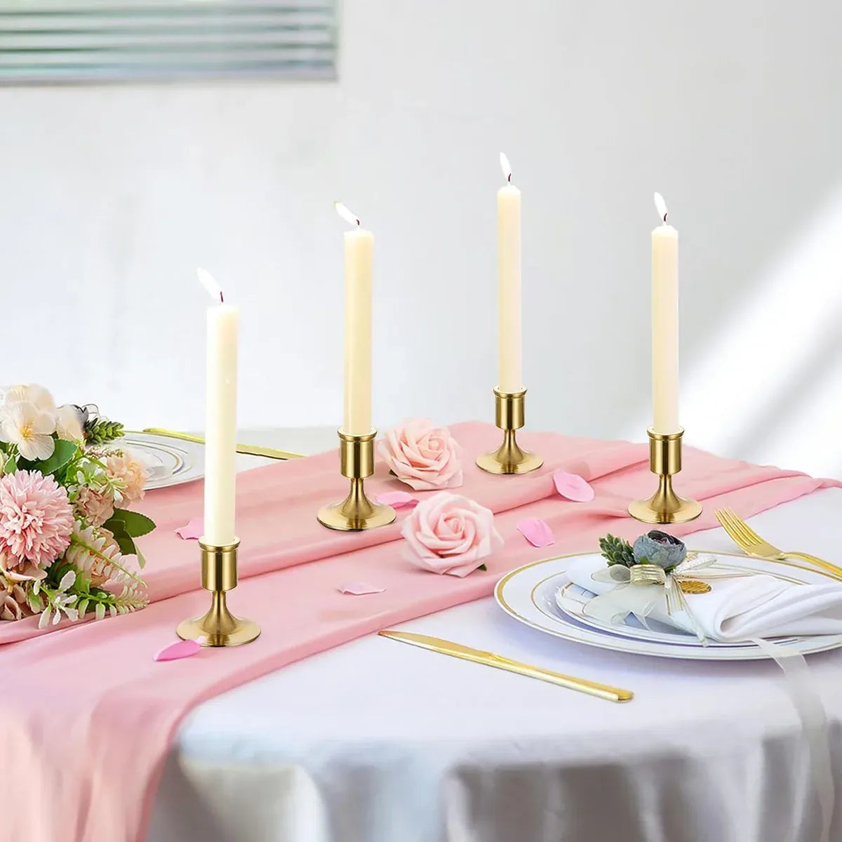 6PCS Gold Candle Holder Decoration Tabletop for Christmas Romantic