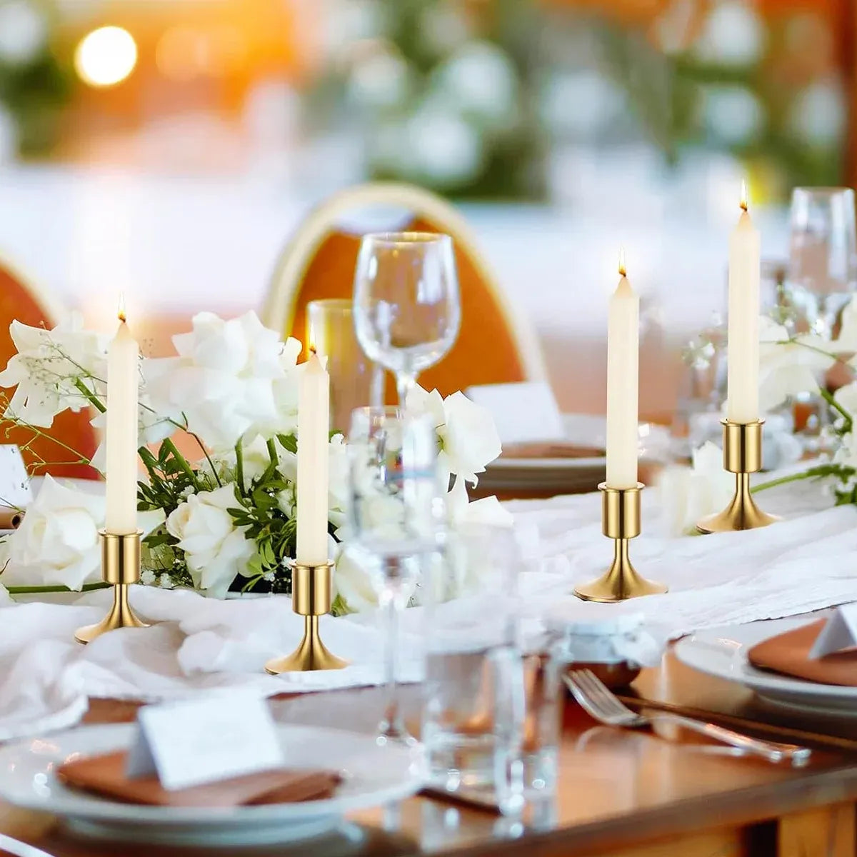 6PCS Gold Candle Holder Decoration Tabletop for Christmas Romantic
