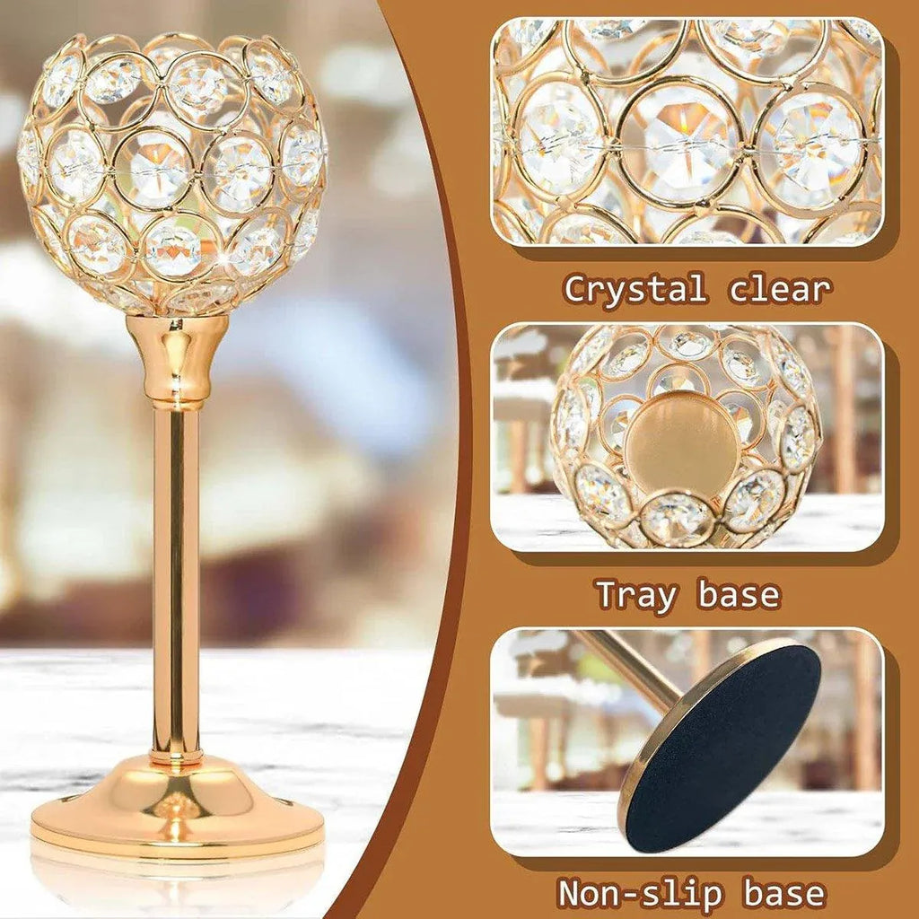 3PCS Crystal Candle Holders Metal Candlelight Wedding Home Dinner