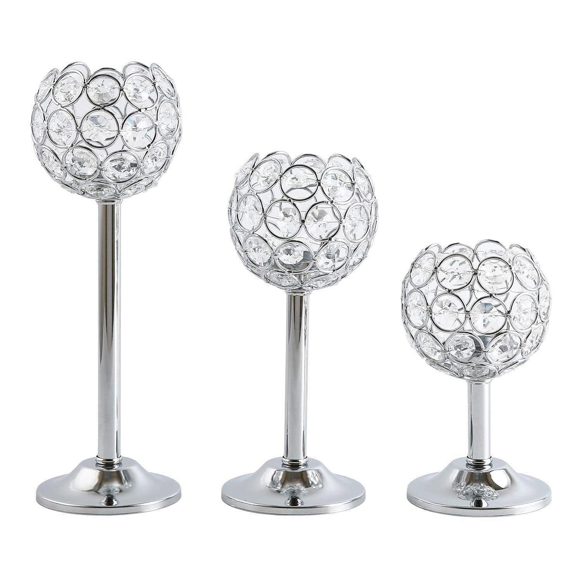 3PCS Crystal Candle Holders Metal Candlelight Wedding Home Dinner