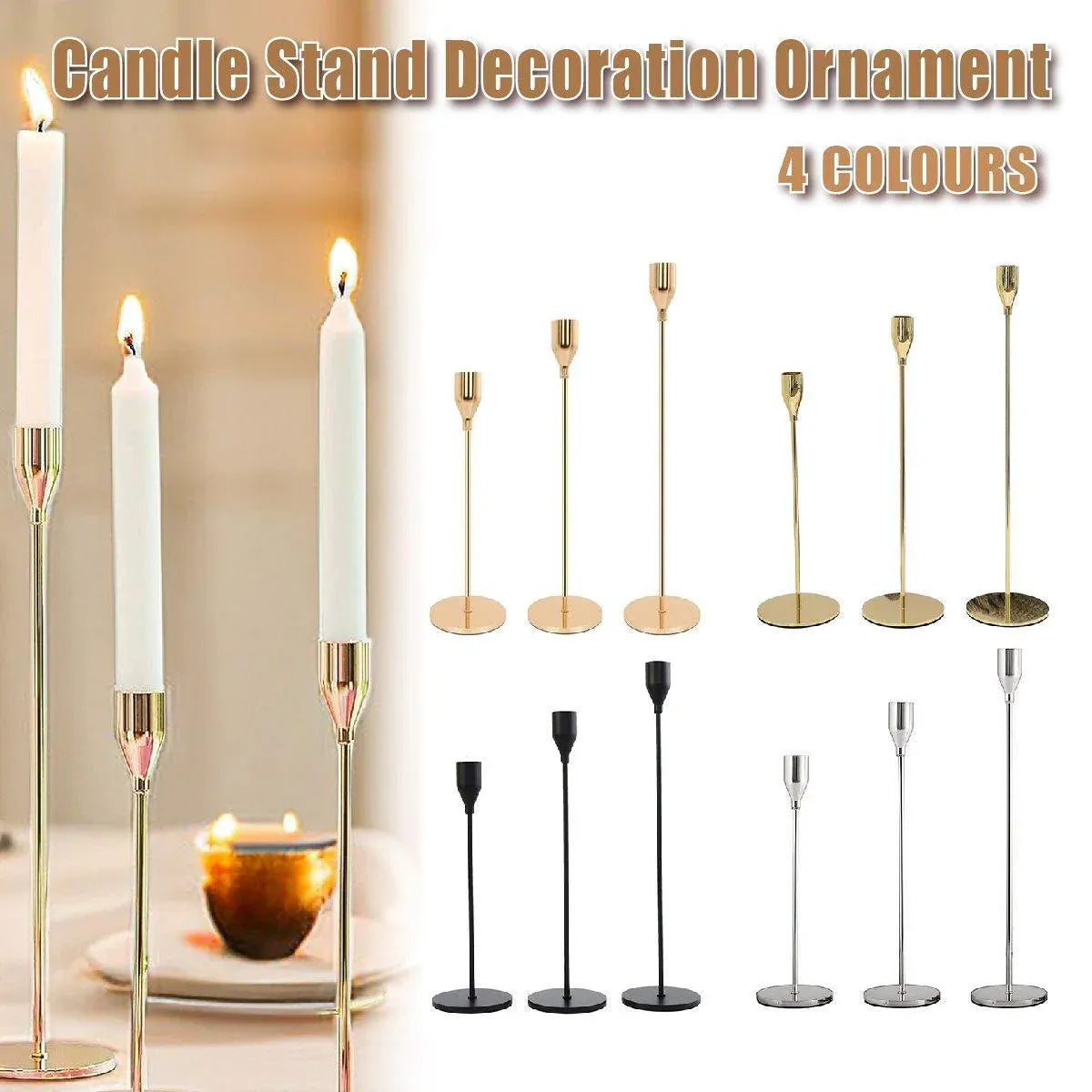Set of 3 Decorative Candlestick Holder Candle Stand for Wedding /