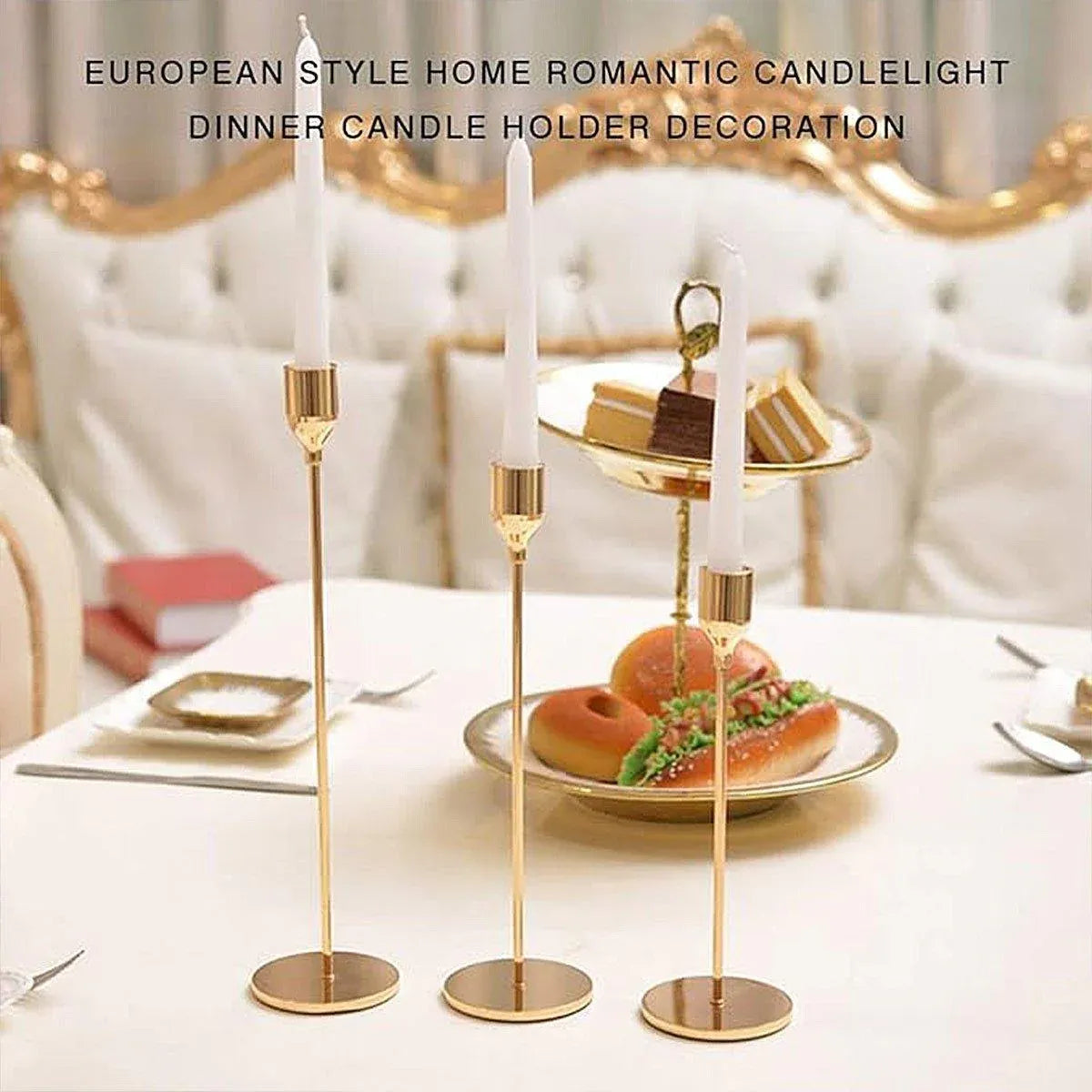 Set of 3 Decorative Candlestick Holder Candle Stand for Wedding /