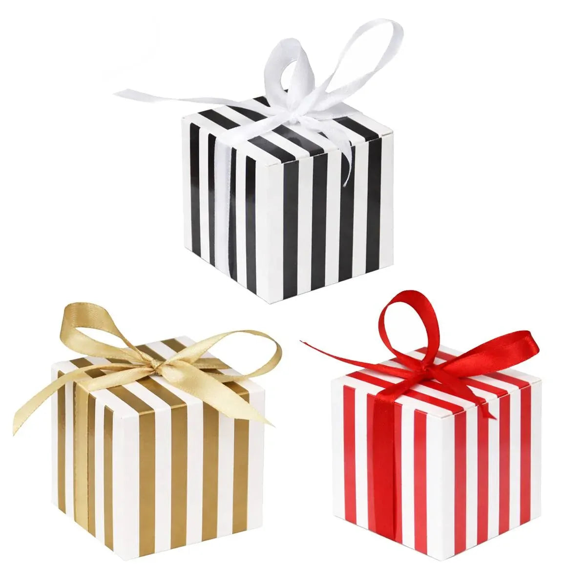 100Pcs Square Favour Boxes with Ribbon Wedding Birthday Party