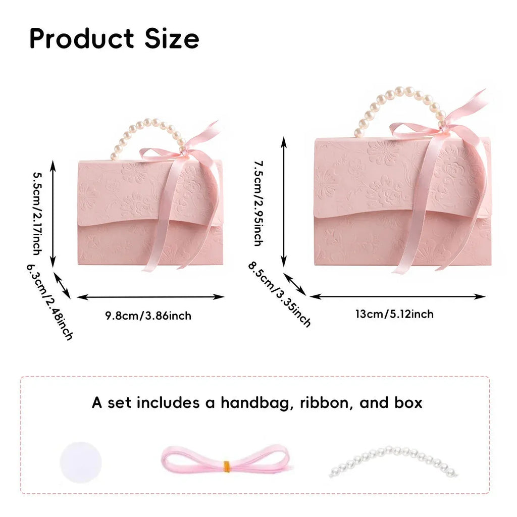 20pcs Pink Pearl Handle Gift Box Set Wedding Favour Candy Party Packaging - L