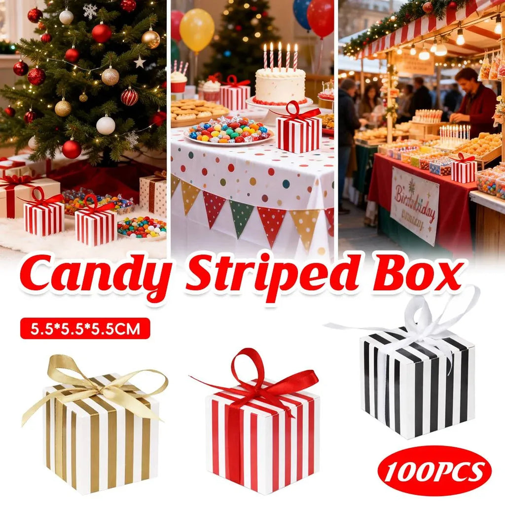 100Pcs Square Favour Boxes with Ribbon Wedding Birthday Party