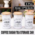 White Tinplate Coffee, Tea and Sugar Canisters, Set of 3
