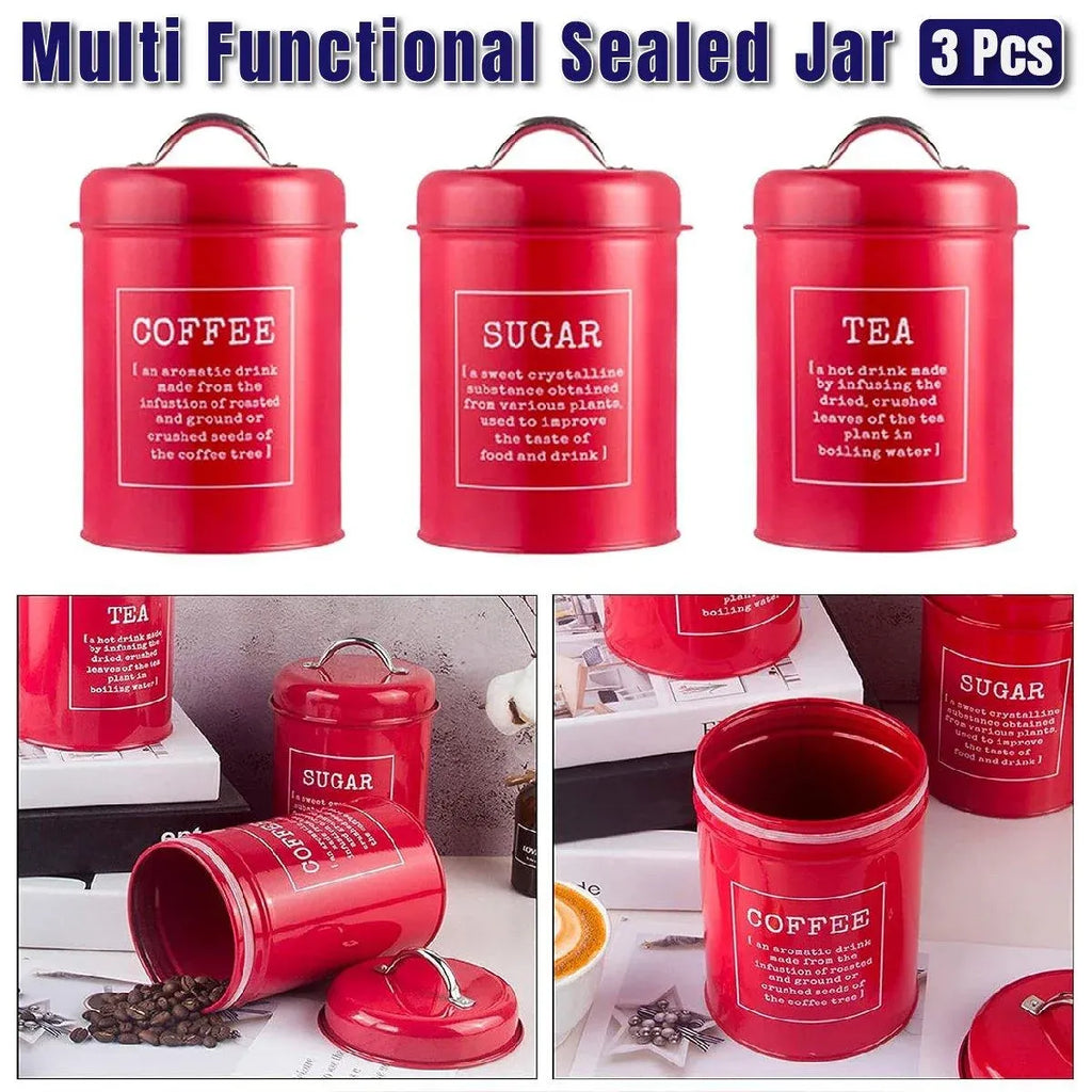 3 Pcs Multi-Purpose Sealed Jars with Airtight Lids for Kitchen