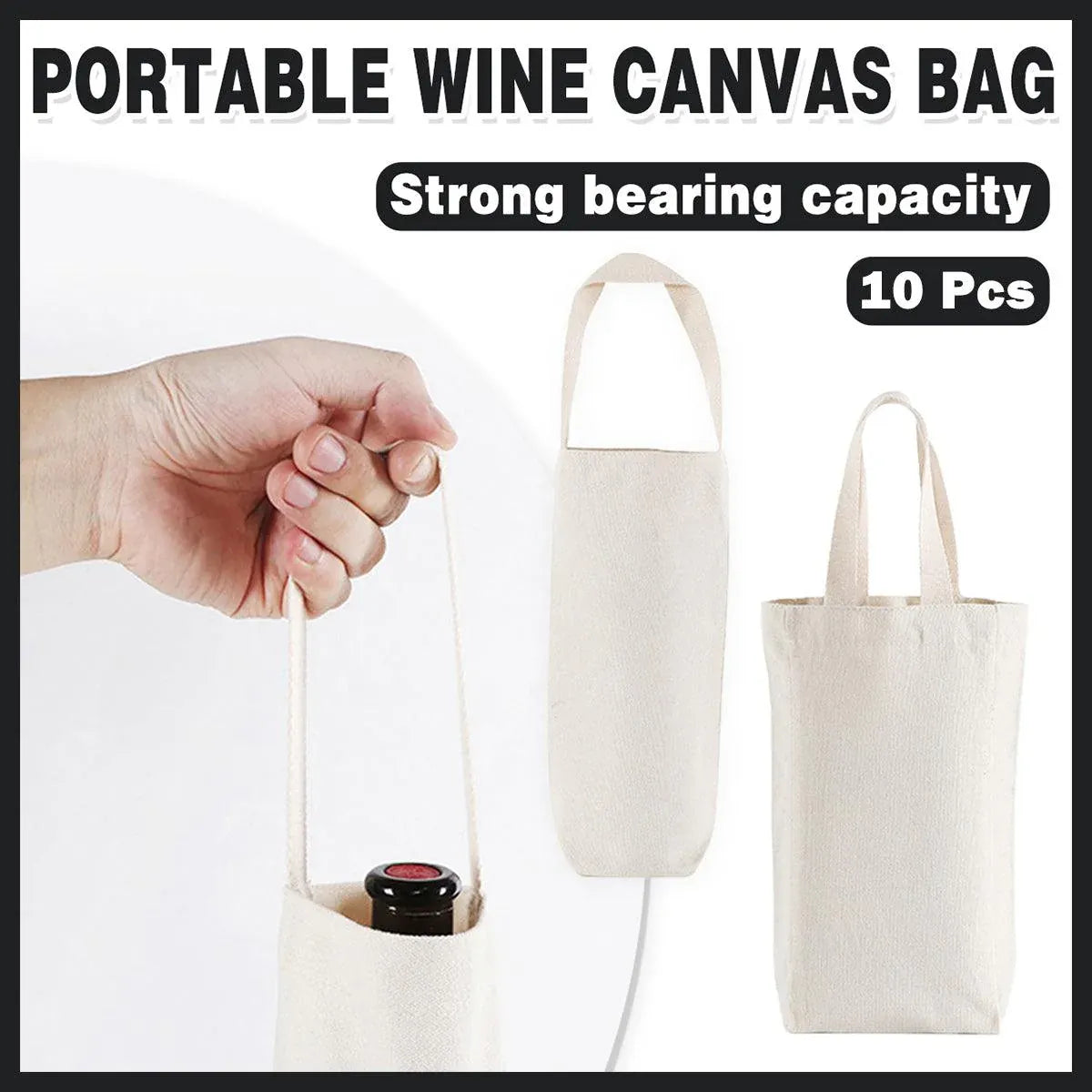 10pcs Portable Wine Bag Canvas Burlap Bottle Packing Holder for Gift