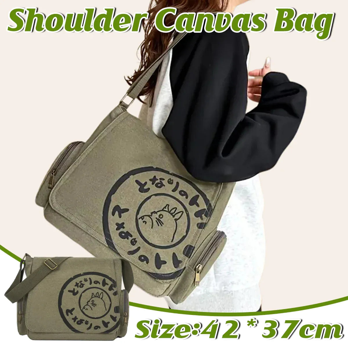 Canvas Shoulder Messenger Bag Large Capacity Travel Laptop