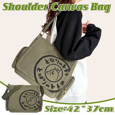 Canvas Shoulder Messenger Bag Large Capacity Travel Laptop