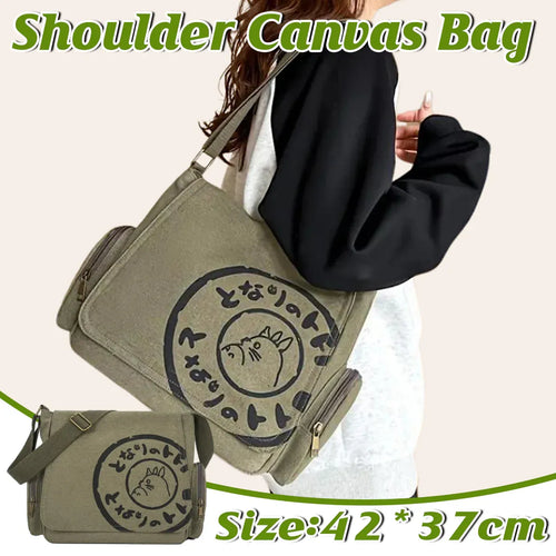 Canvas Shoulder Messenger Bag Large Capacity Travel Laptop
