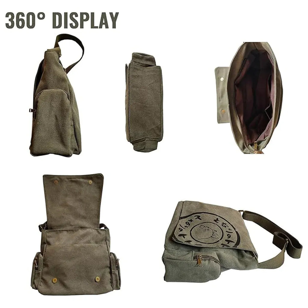 Canvas Shoulder Messenger Bag Large Capacity Travel Laptop