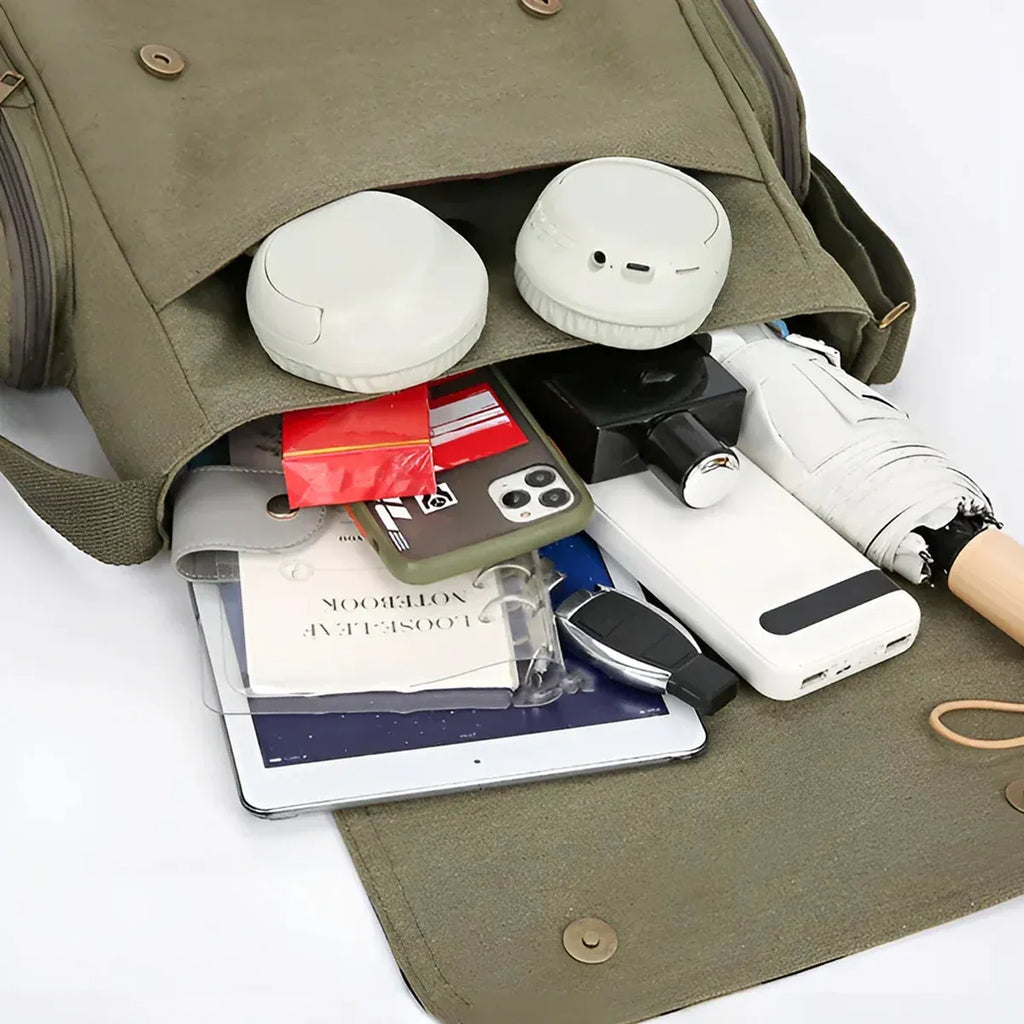 Canvas Shoulder Messenger Bag Large Capacity Travel Laptop