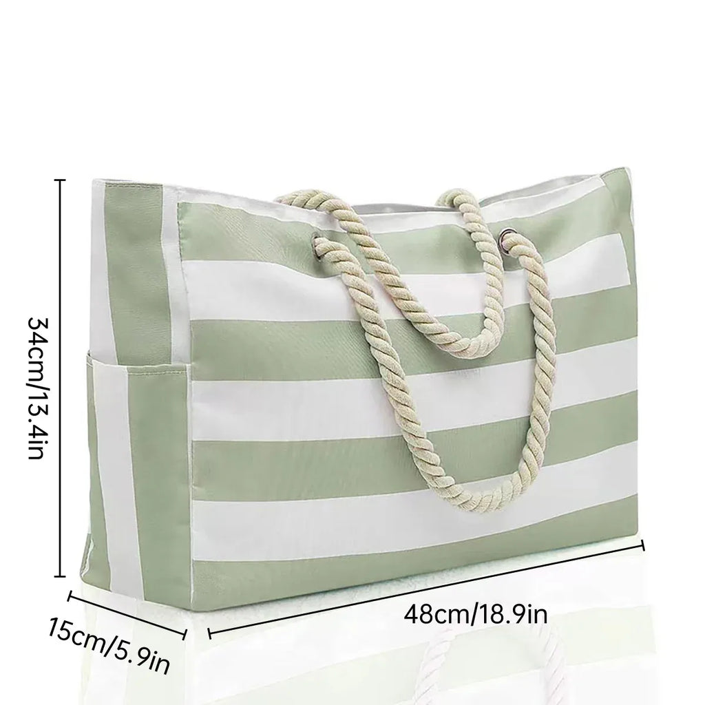 Bohemian Striped Canvas Beach Tote, Zip Closure, photo 4 of 7