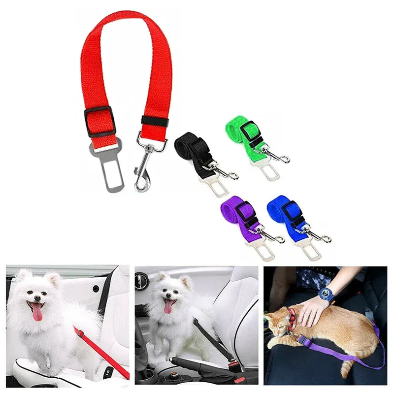 2X Adjustable Pet Travel Lead Clips with Car Buckle
