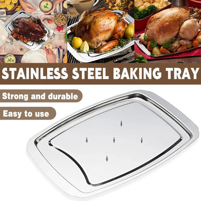 Aimall Stainless Steel Meat Roasting Tray with Spikes