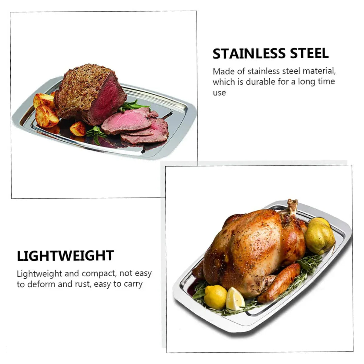 Stainless Steel Grill Plate Meat Roasting Tray