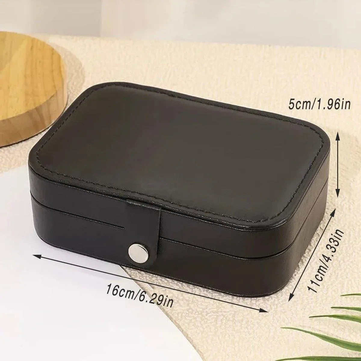 Black Zip Travel Jewellery Case, 16 x 11 x 5 cm