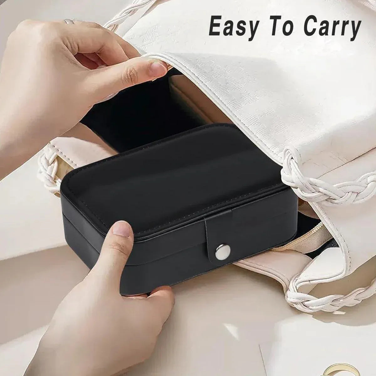 Black Zip Travel Jewellery Case, 16 x 11 x 5 cm