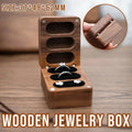 Aimall Wooden Ring Jewellery Box, Three Compartments, Walnut, with its measurements marked