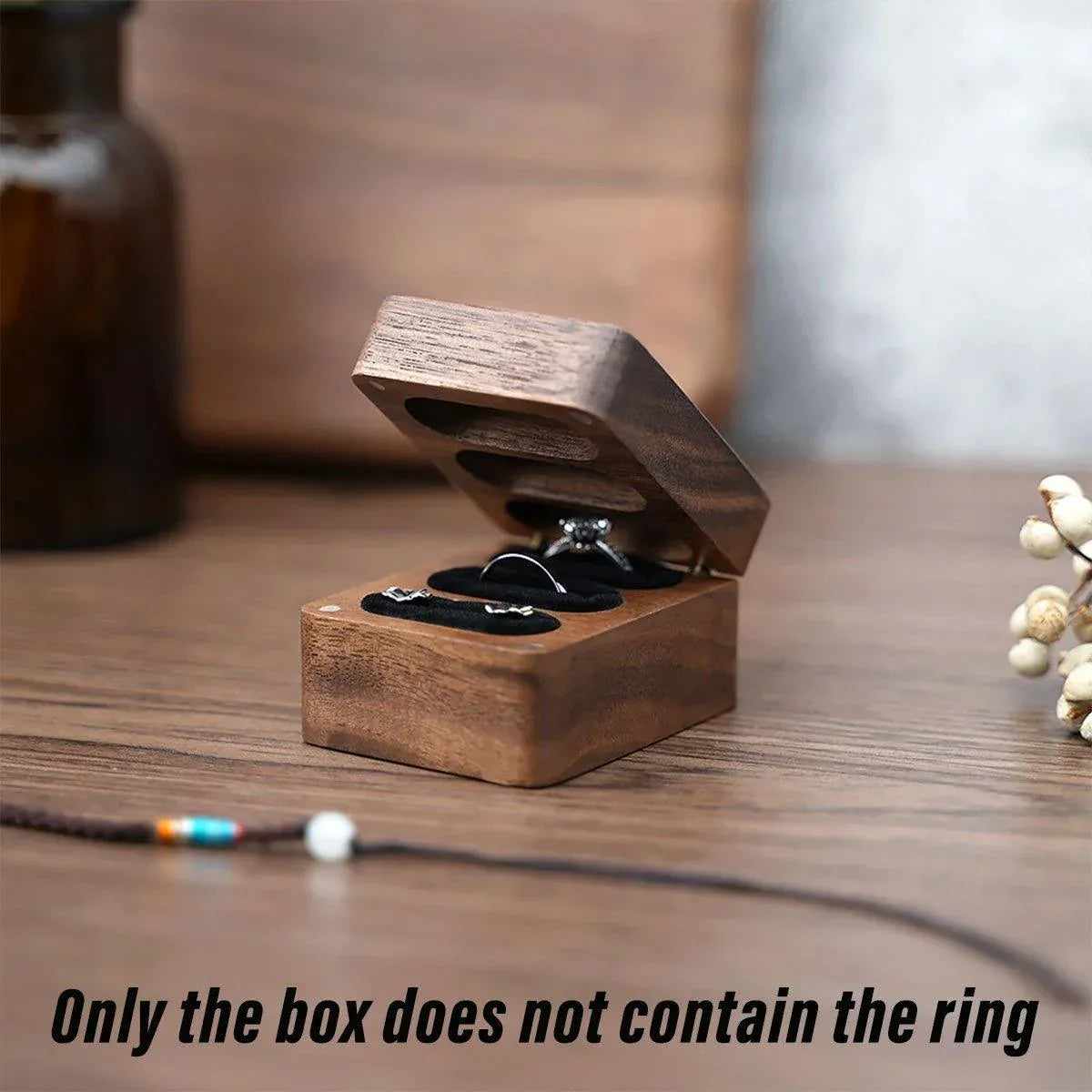 Wooden Ring Jewellery Box High Storage Box with Three Compartments