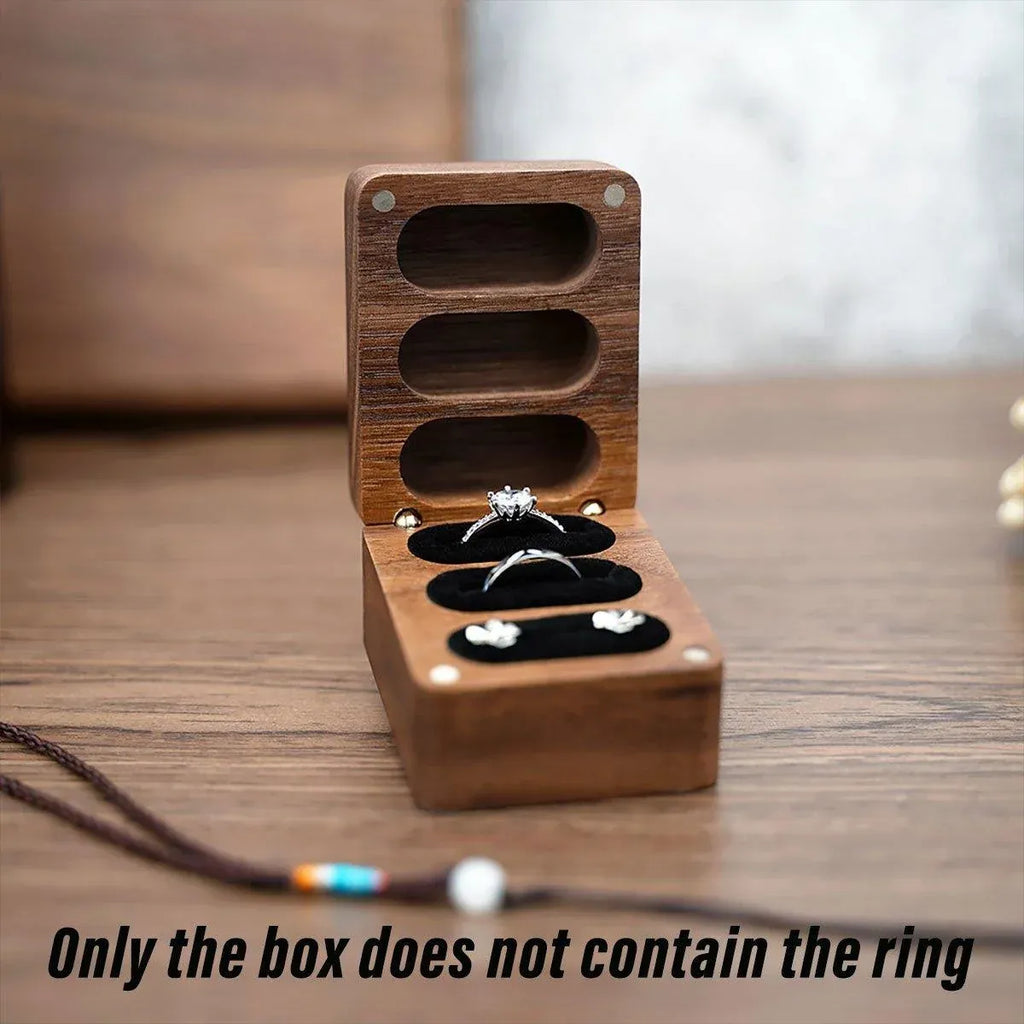 Aimall Wooden Ring Jewellery Box, Three Compartments, Walnut, photo 7 of 8