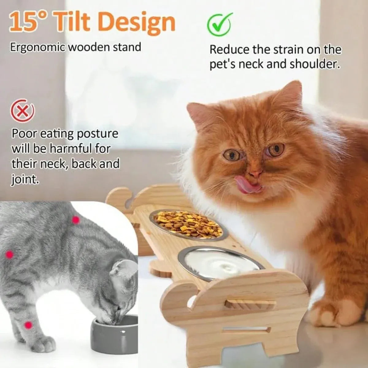 Pet Bowl Anti Tip Double Bowl Pet Food Water Bowl For Home Daily Use