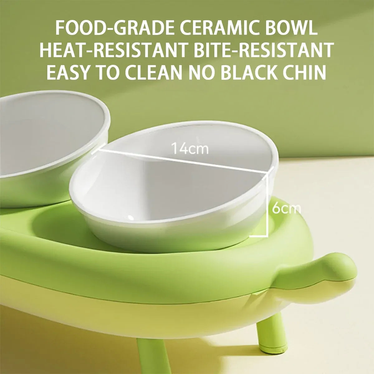 Cat Bowl Ceramic Double Bowl Non Slip Food Safe Durable