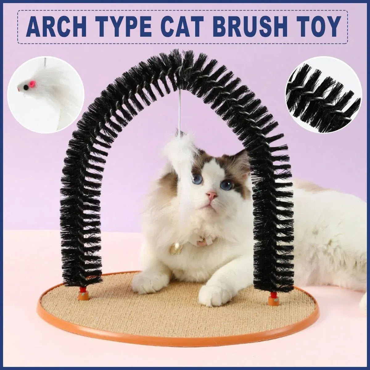 Arch Cat Scrub Brush Pet Grooming Toy Self Groomer Tickle Device