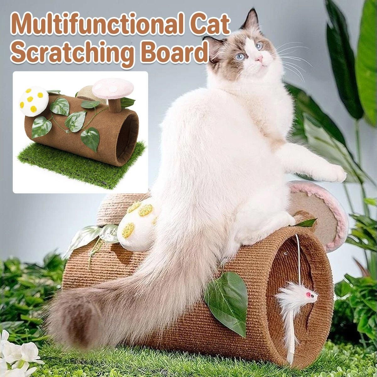Multifunctional Cat Scratching Board Tree Pet Hut with Hole