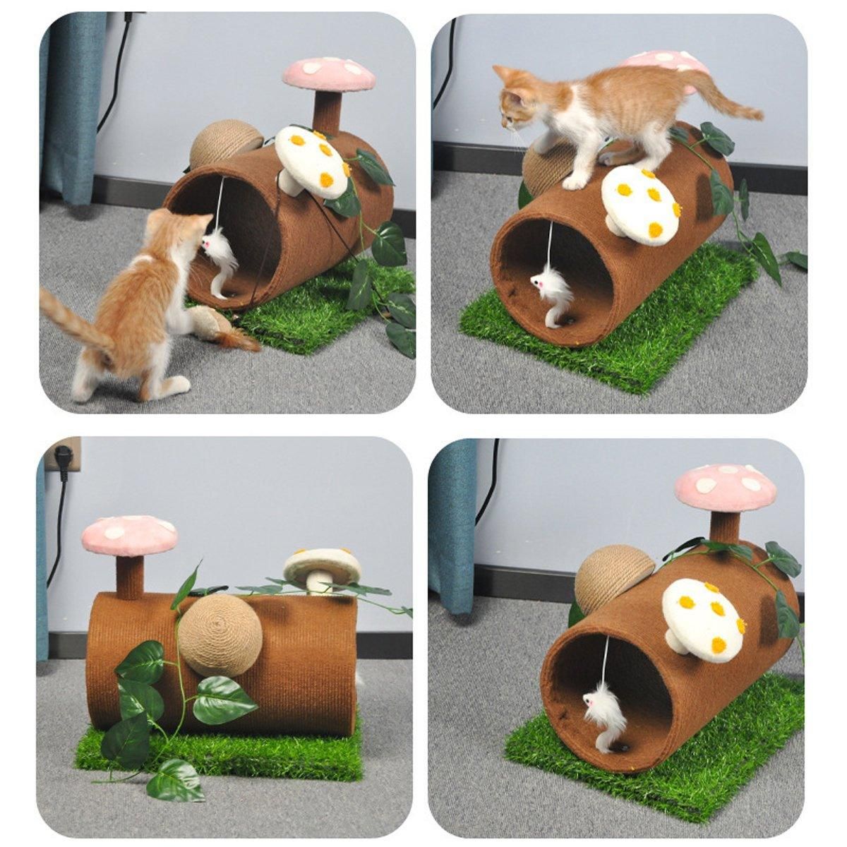 Multifunctional Cat Scratching Board Tree Pet Hut with Hole