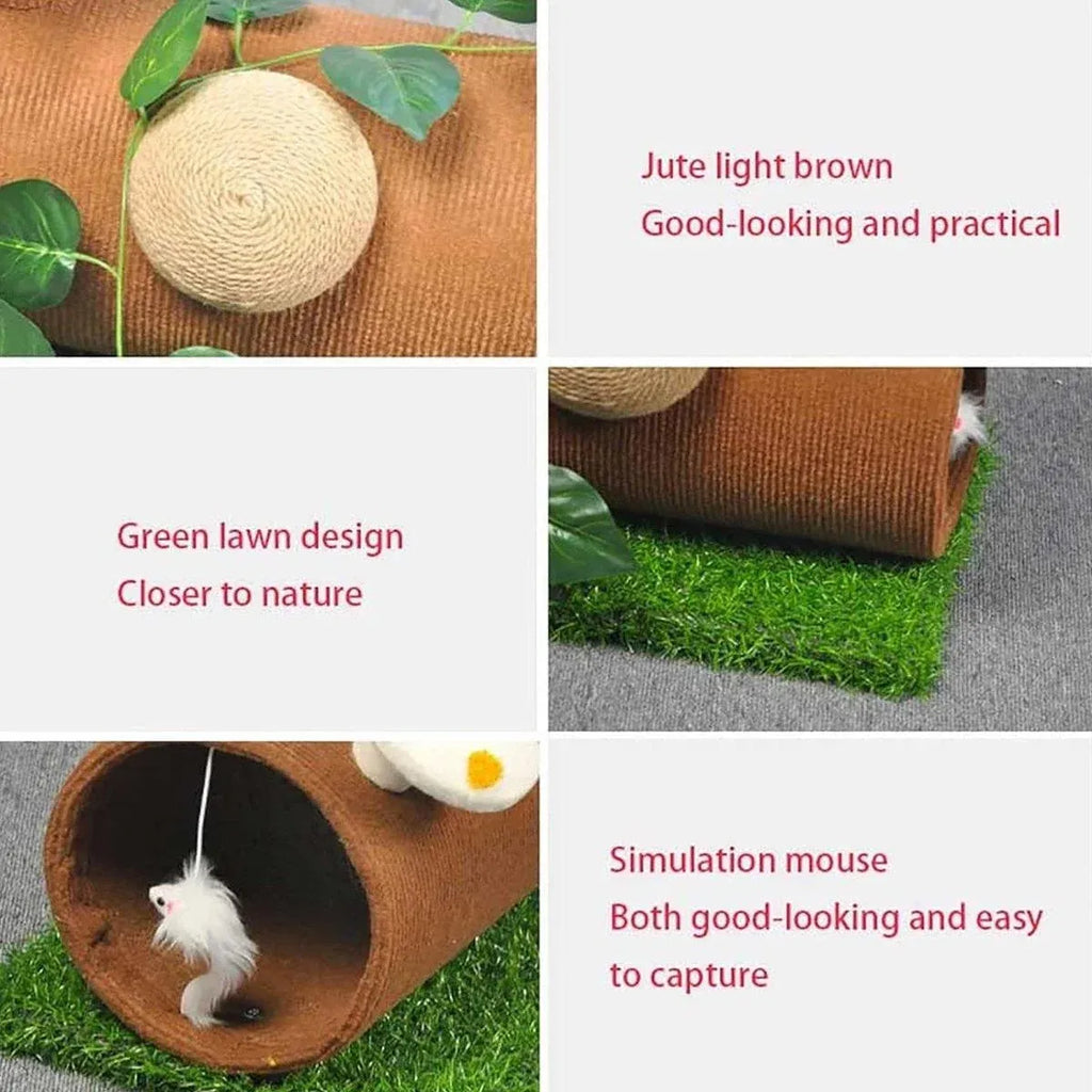 Multifunctional Cat Scratching Board Tree Pet Hut with Hole
