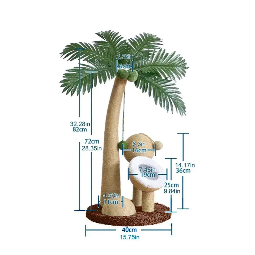 1-Piece Coconut-Style Cat Scratching Post, Green