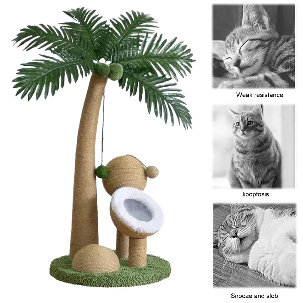 1-Piece Coconut-Style Cat Scratching Post, Green