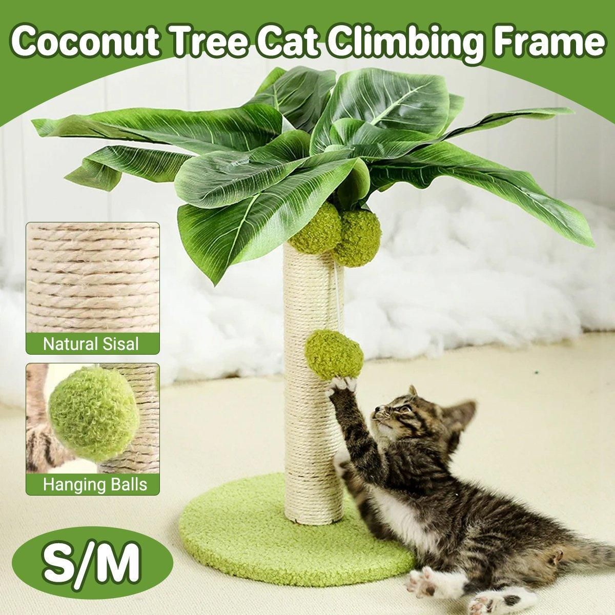 Cat Scratching Coconut Tree Kitten Post Sisal Covered Scratcher Pole