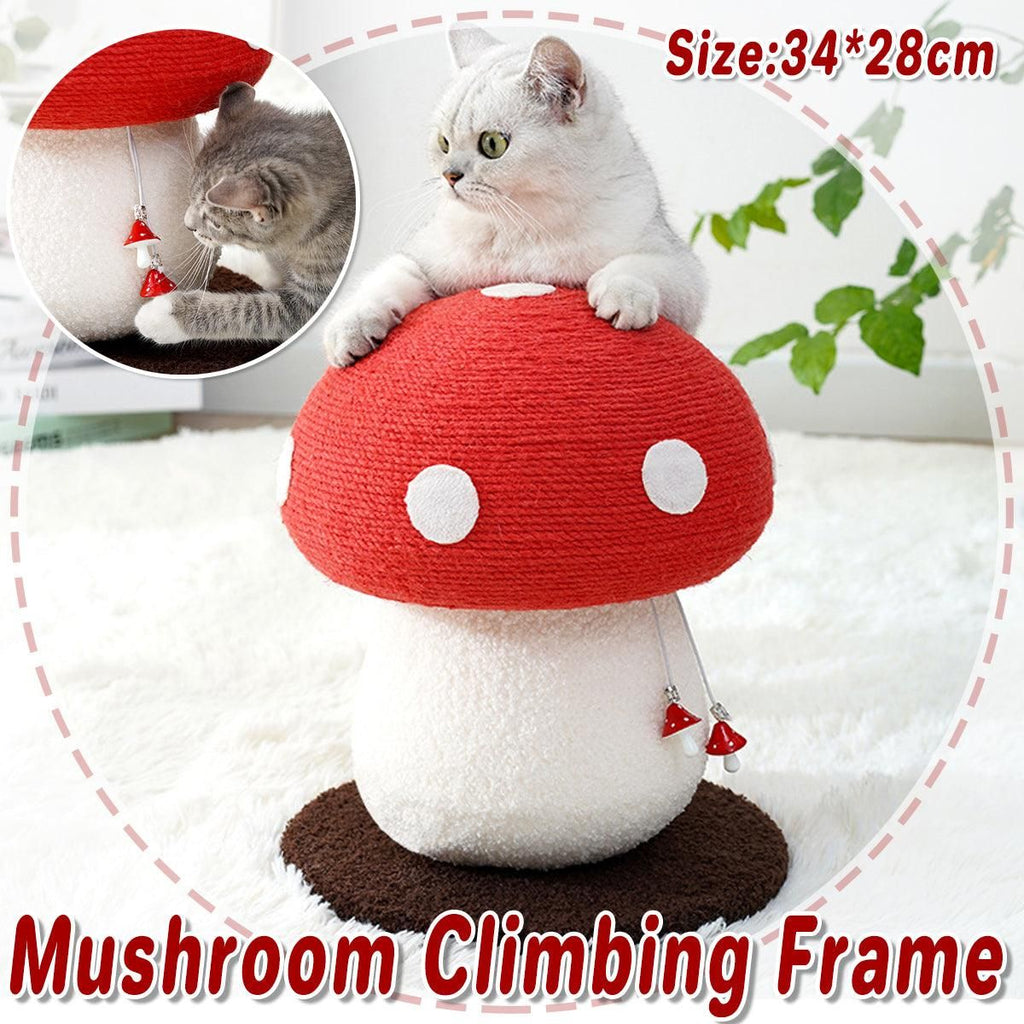 Red Mushroom Cat Climbing Frame Vertical Scratching Post Board Pet
