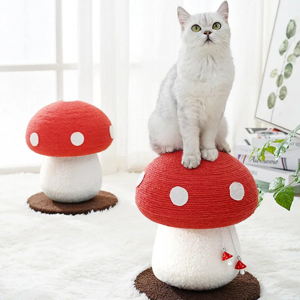Red Mushroom Cat Climbing Frame Vertical Scratching Post Board Pet