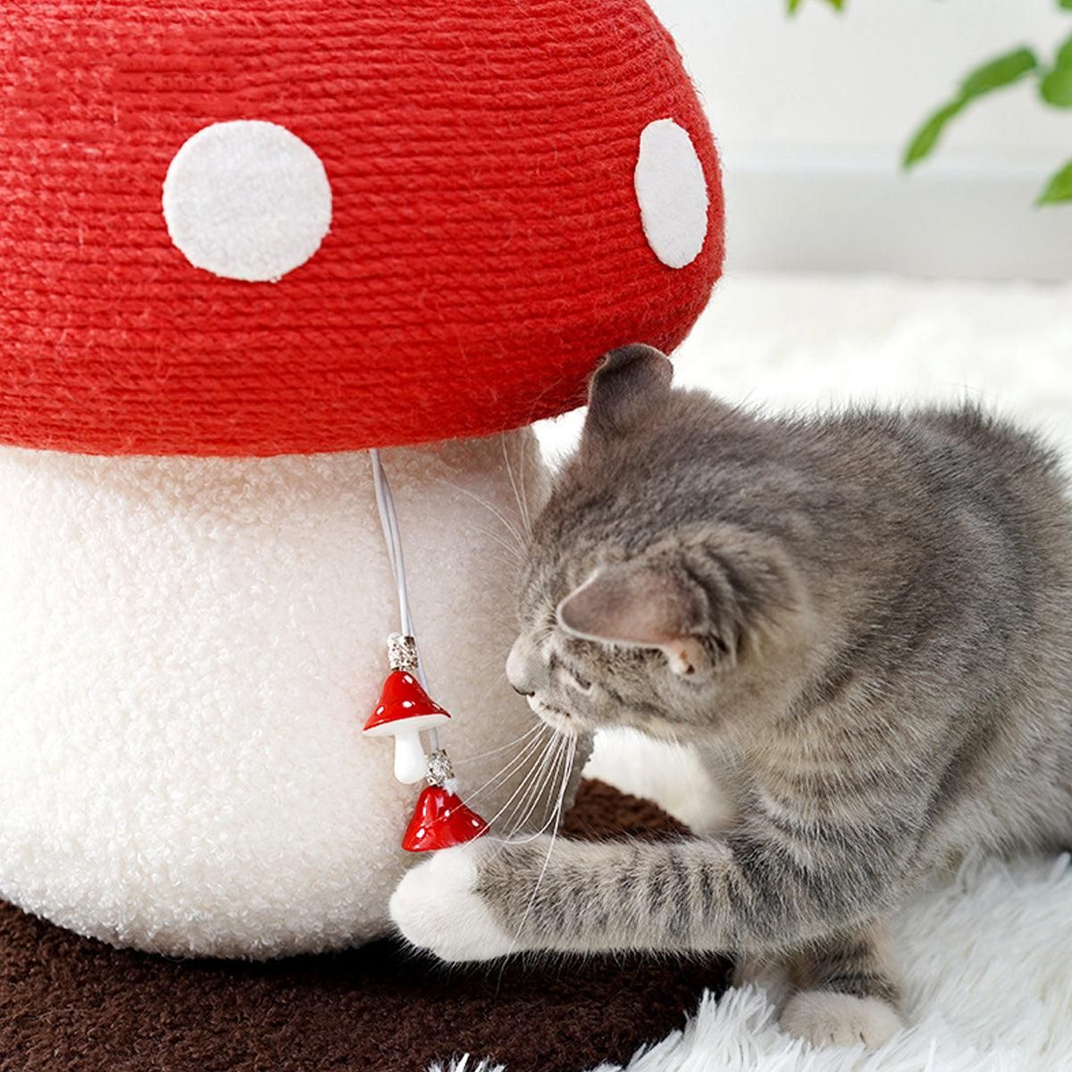 Red Mushroom Cat Climbing Frame Vertical Scratching Post Board Pet