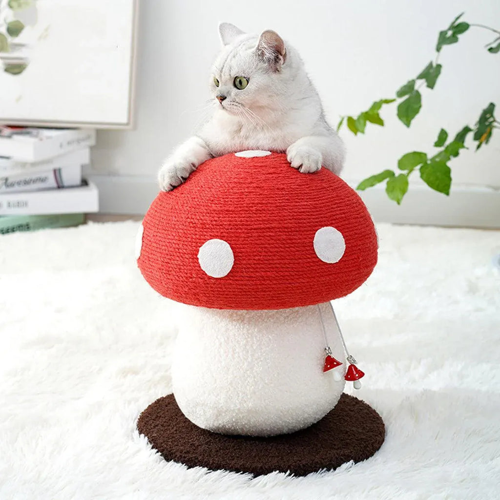 Red Mushroom Cat Climbing Frame Vertical Scratching Post Board Pet