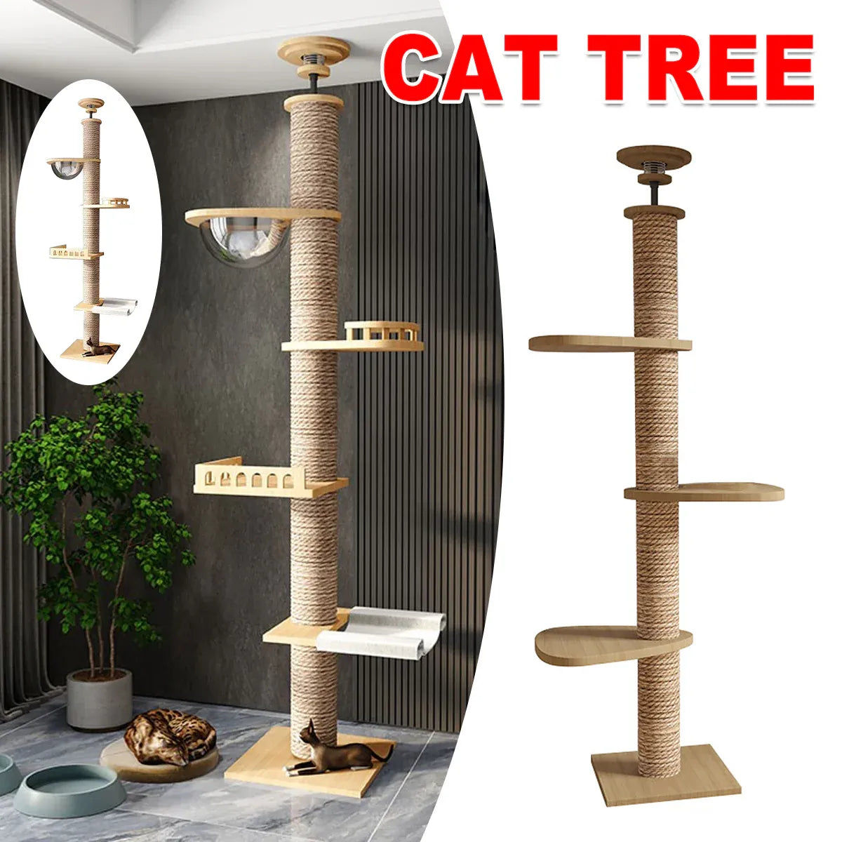 Cat Toy Cat Climbing Frame Floor Standing Multi Functional Cat Tree