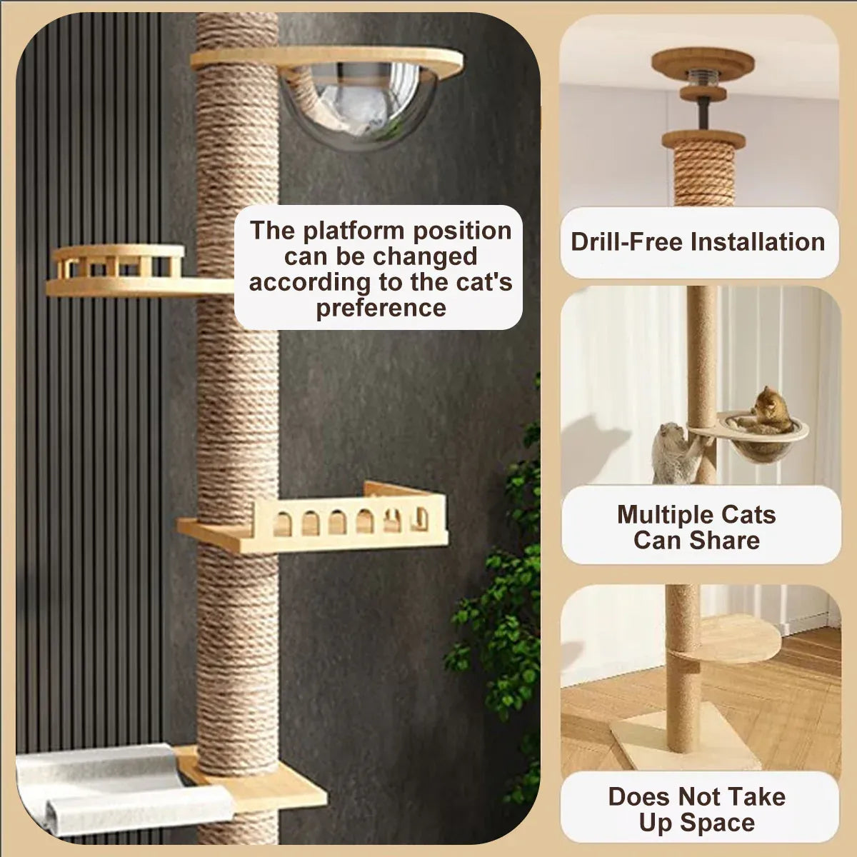 Cat Toy Cat Climbing Frame Floor Standing Multi Functional Cat Tree