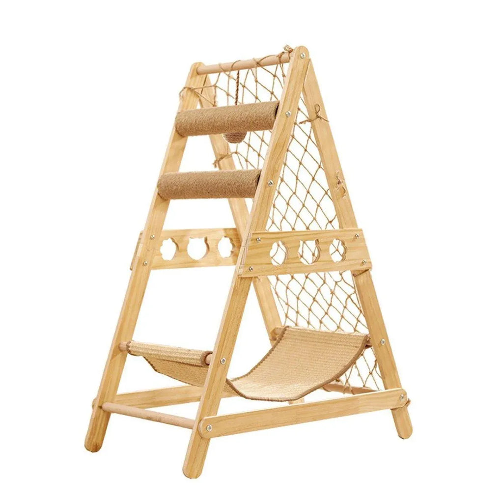 Cat Climbing Frame Wooden Cat Rack Multi Cat Play and Sleep Net