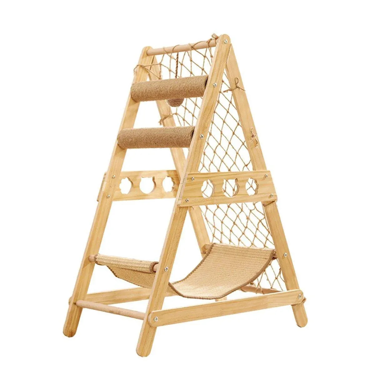 Cat Climbing Frame Wooden Cat Rack Multi Cat Play and Sleep Net