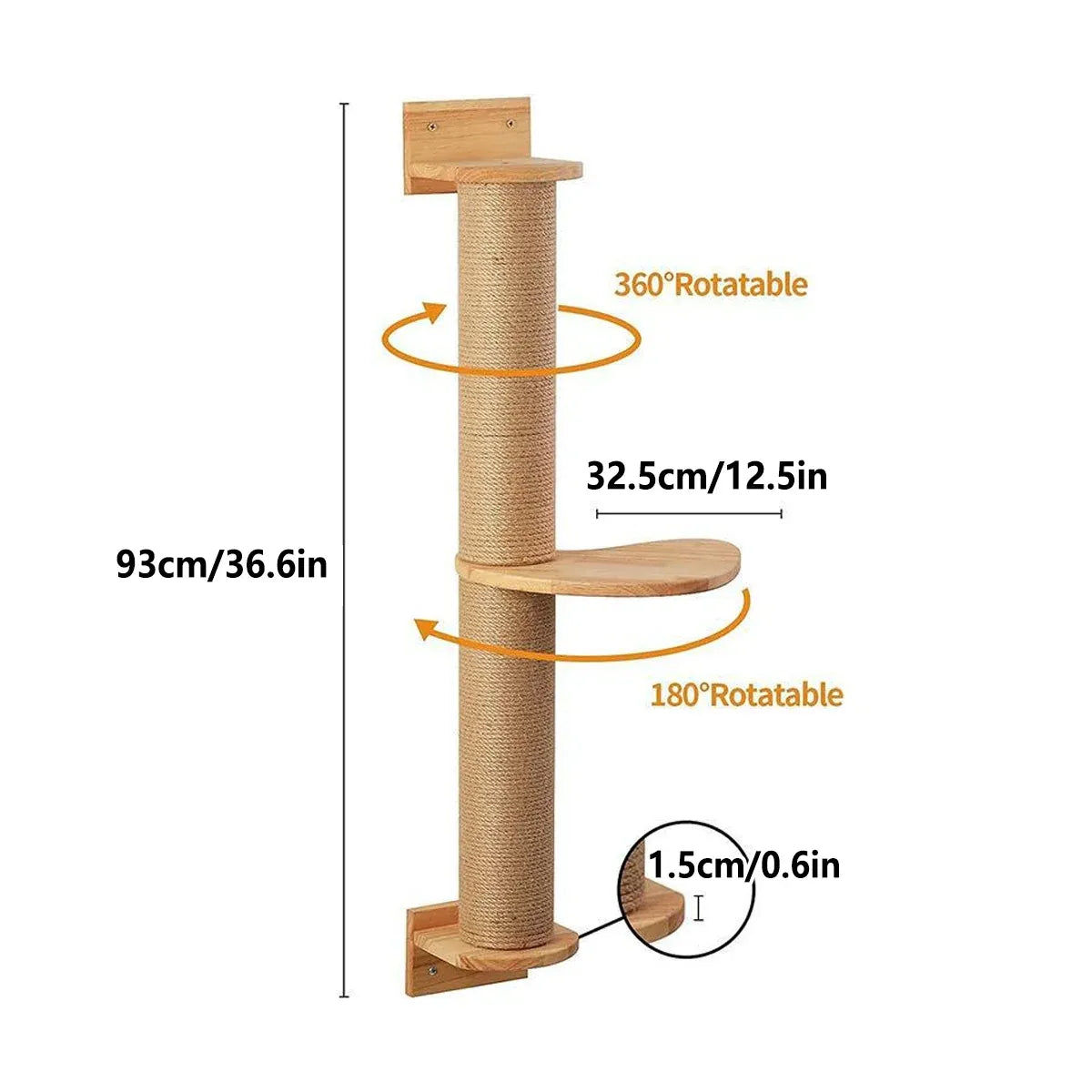 Cat Climbing Frame Wall Post Flax Rope Scratcher Hanging Toy