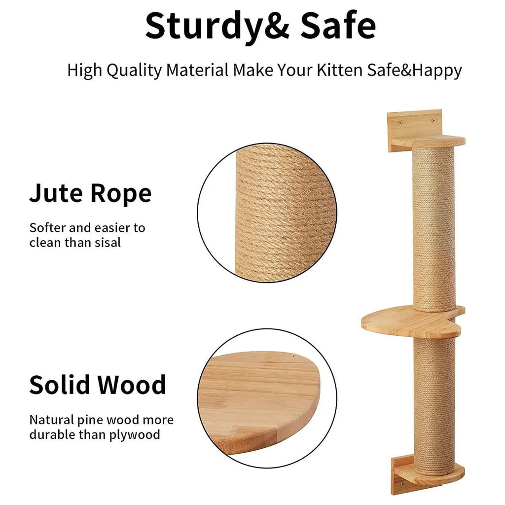 Cat Climbing Frame Wall Post Flax Rope Scratcher Hanging Toy