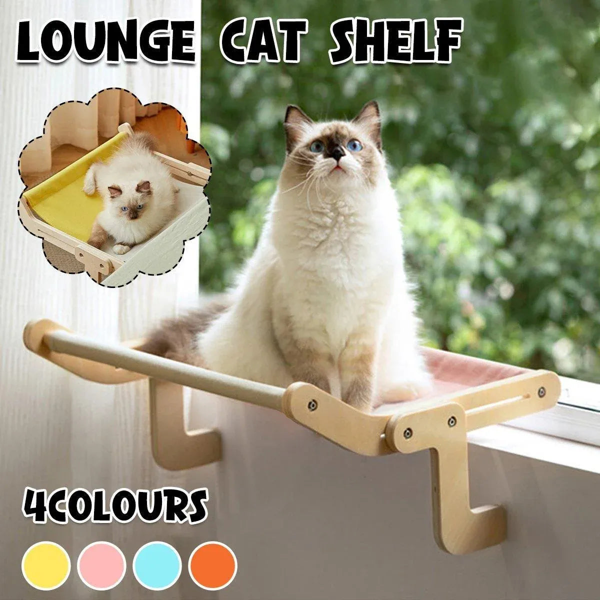 Window Hanging Cat Hammock Solid Wood Sun Bed Nest