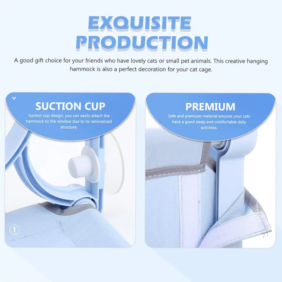 Cat Hammock for Wall Window Glass Suction Cup Style Comfortable Space